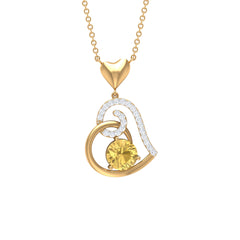 1.25 CT Citrine and Diamond Heart Drop Pendant