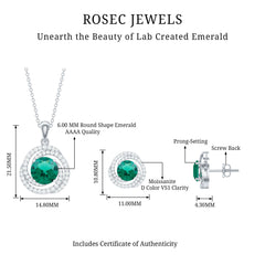 Lab Created Emerald Swirl Necklace and Earrings Set With Moissanite