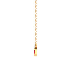 Baguette Cut Ruby Cluster Necklace with Diamond