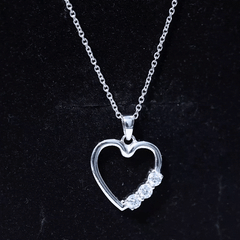 Simple Moissanite Open Heart Pendant Necklace