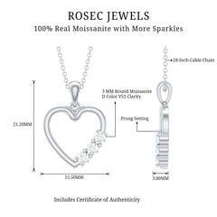 Simple Moissanite Open Heart Pendant Necklace