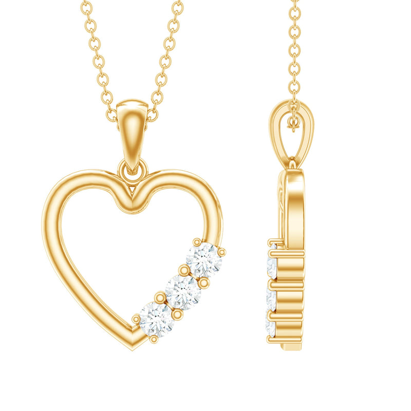 Simple Moissanite Open Heart Pendant Necklace