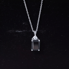 Natural 2 CT Black Onyx Emerald Cut Necklace With Chain