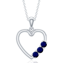 Natural Blue Sapphire Heart Pendant Necklace for Women