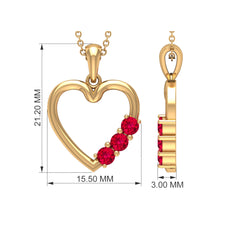 1/2 CT Simple Ruby and Gold Heart Pendant