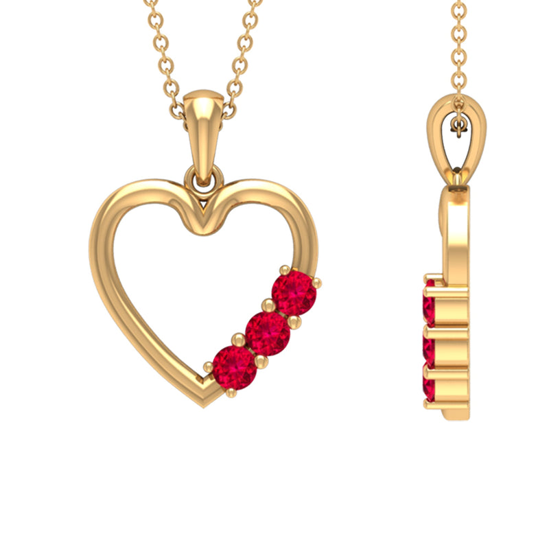 1/2 CT Simple Ruby and Gold Heart Pendant