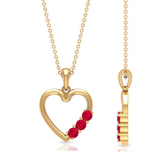 1/2 CT Simple Ruby and Gold Heart Pendant