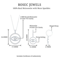 Certified Moissanite Evil Eye Necklace and Earrings Set