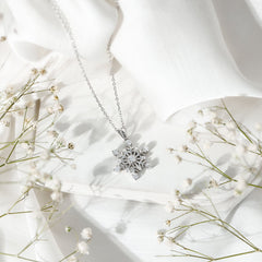 Certified Classic Moissanite Snowflake Pendant Necklace With Chain