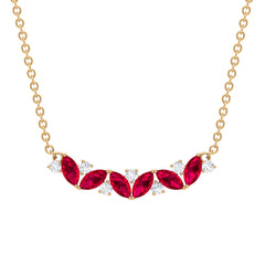 Marquise Cut Ruby and Diamond Stackable Necklace