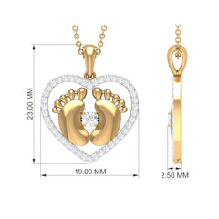 Moissanite Mothers Day Necklace with Baby Feet