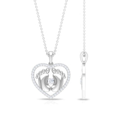 Moissanite Mothers Day Necklace with Baby Feet