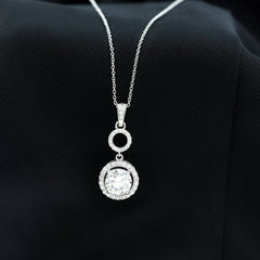 Claw Set Round Moissanite Halo Dangle Pendant Necklace