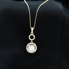Claw Set Round Moissanite Halo Dangle Pendant Necklace