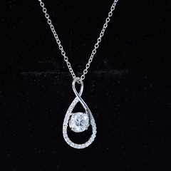 Certified Moissanite Silver Infinity Drop Pendant Necklace