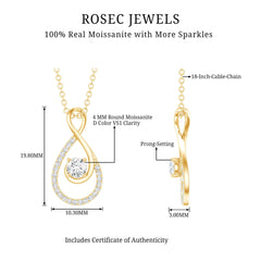 Certified Moissanite Infinity Pendant Necklace for Women