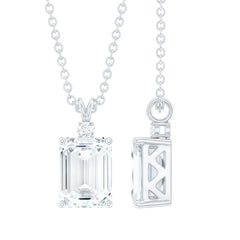 Emerald Cut Moissanite Solitaire Pendant Necklace