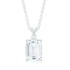 Emerald Cut Moissanite Solitaire Pendant Necklace