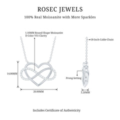Moissanite Infinity Heart Necklace In Sterling Silver
