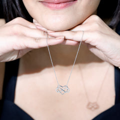 Moissanite Infinity Heart Necklace In Sterling Silver