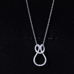 Certified Moissanite Twisted Infinity Necklace with Silver Chain
