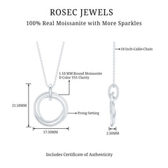 Womens Moissanite Eternity Necklace With Chain