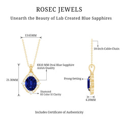 Lab Grown Blue Sapphire and Diamond Vintage Necklace