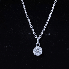1 Carat Round Moissanite Solitaire Pendant Necklace in Prong Setting