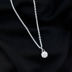 1 Carat Round Moissanite Solitaire Pendant Necklace in Prong Setting