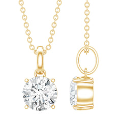 1 Carat Round Moissanite Solitaire Pendant Necklace in Prong Setting