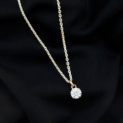 1 Carat Round Moissanite Solitaire Pendant Necklace in Prong Setting