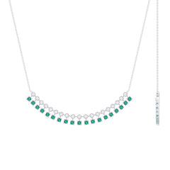 Certified 2.85 Carat Lab Grown Emerald Curved Bar Necklace