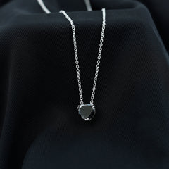 8MM Heart Shape Black Spinel Solitaire Necklace in Double Prong Setting