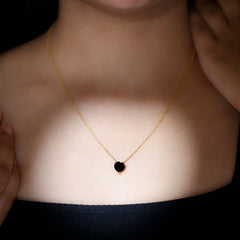 8MM Heart Shape Black Spinel Solitaire Necklace in Double Prong Setting