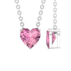1 Carat Heart Shape Pink Tourmaline Pendant Necklace