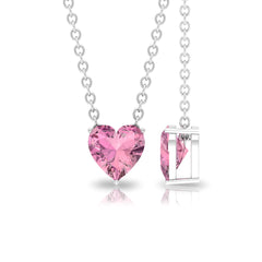 1 Carat Heart Shape Pink Tourmaline Pendant Necklace