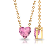 1 Carat Heart Shape Pink Tourmaline Pendant Necklace