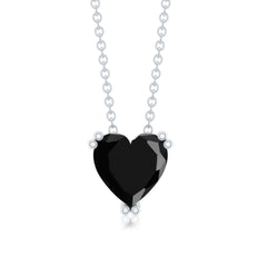 Heart Shape 2 Carat Black Onyx Solitaire Necklace