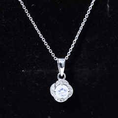 Moonstone and Diamond Flower Pendant Necklace