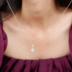 Moonstone and Diamond Flower Pendant Necklace