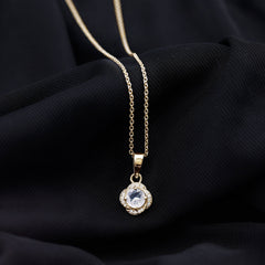 Moonstone and Diamond Flower Pendant Necklace