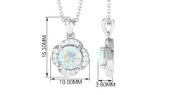 0.8 Carat Round Shape Ethiopian Opal and Diamond Flower Necklace