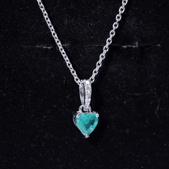 Heart Shape Emerald Promise Necklace with Diamond Accent Bail