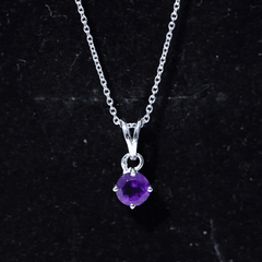 0.45 CT Round Amethyst Solitaire Pendant with Rabbit Ear Bail