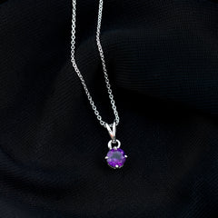 0.45 CT Round Amethyst Solitaire Pendant with Rabbit Ear Bail