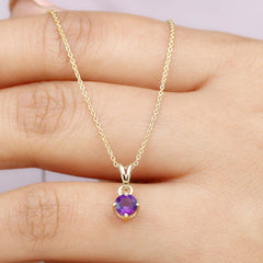 0.45 CT Round Amethyst Solitaire Pendant with Rabbit Ear Bail