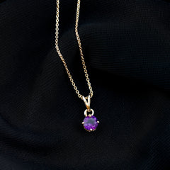 0.45 CT Round Amethyst Solitaire Pendant with Rabbit Ear Bail