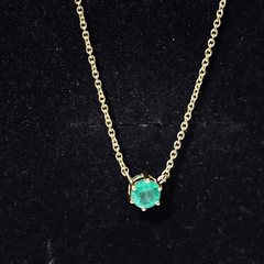 5MM Round Cut Solitaire Emerald Necklace in 6 Prong Setting