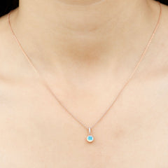 Round Shape Ethiopian Opal Pendant with Diamond Bail