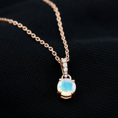 Round Shape Ethiopian Opal Pendant with Diamond Bail
